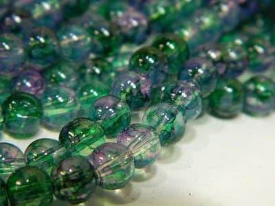 6MM Green & Pink Opalite Glass Beads - Round Glass Faux - Image 1