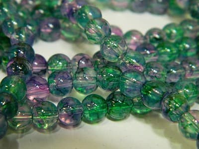 6MM Green & Pink Opalite Glass Beads - Round Glass Faux - Thumbnail 4