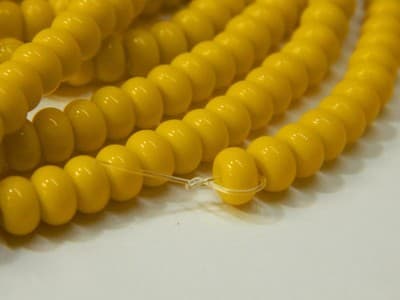 6MM Deep Yellow Jade Glass Rondelle Beads - Yellow Glass - Thumbnail 4