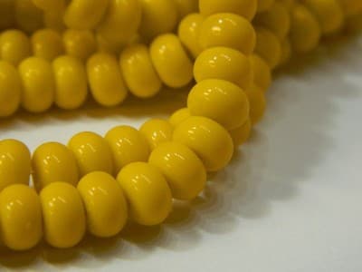 6MM Deep Yellow Jade Glass Rondelle Beads - Yellow Glass - Image 1