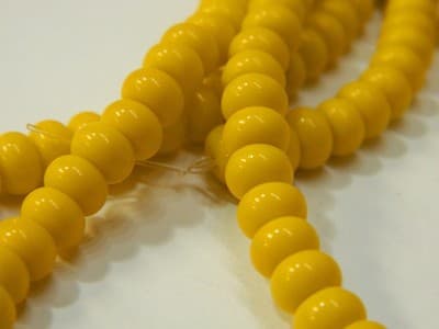 6MM Deep Yellow Jade Glass Rondelle Beads - Yellow Glass - Thumbnail 3