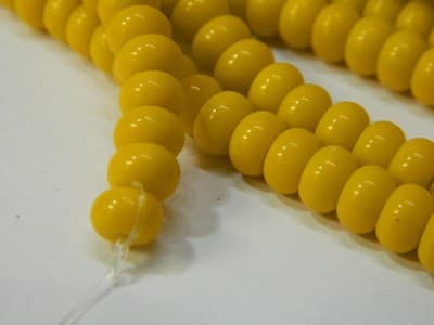 6MM Deep Yellow Jade Glass Rondelle Beads - Yellow Glass - Thumbnail 2