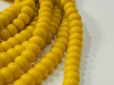 6MM Deep Yellow Jade Glass Rondelle Beads - Yellow Glass - Thumbnail 5