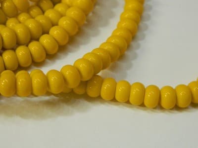 6MM Deep Yellow Jade Glass Rondelle Beads - Yellow Glass - Thumbnail 6