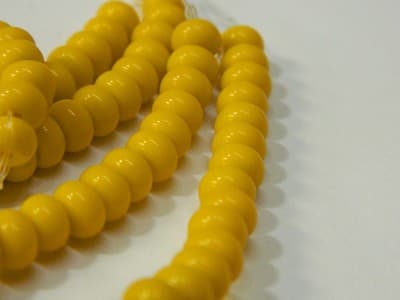 6MM Deep Yellow Jade Glass Rondelle Beads - Yellow Glass - Thumbnail 10