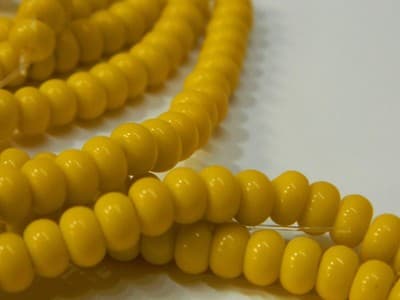 6MM Deep Yellow Jade Glass Rondelle Beads - Yellow Glass - Thumbnail 9