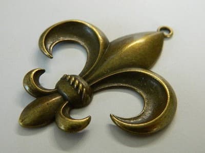 64MM Satin Smooth Bronze Fleur De Lis Statement Pendant- New Orleans Style - Thumbnail 4