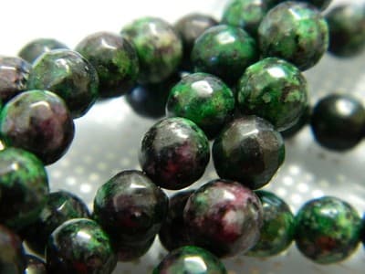 6mm Round Natural Faceted Ruby in Zoisite Beads - Ruby Zoisite Round Gemstone - Thumbnail 5