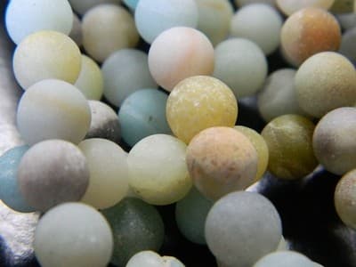 8~8.5MM Frosted Natural Amazonite Round Beads - Subtle Elegance Frosted - Thumbnail 2