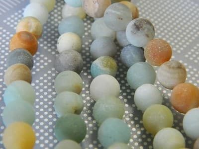 8~8.5MM Frosted Natural Amazonite Round Beads - Subtle Elegance Frosted - Thumbnail 3