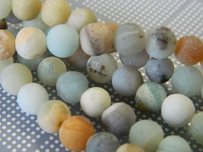 8~8.5MM Frosted Natural Amazonite Round Beads - Subtle Elegance Frosted - Thumbnail 5