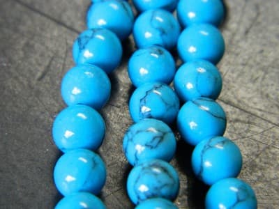 6MM Round Dark Turquoise Gemstone Beads - Turquoise Beads - Gemstone Round - Thumbnail 2