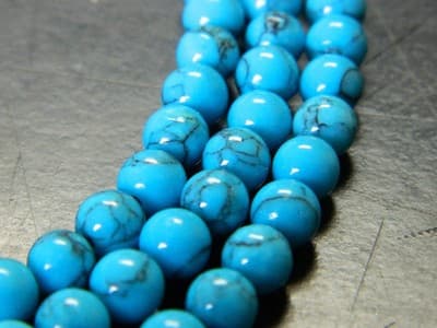 6MM Round Dark Turquoise Gemstone Beads - Turquoise Beads - Gemstone Round - Image 1