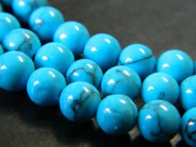 6MM Round Dark Turquoise Gemstone Beads - Turquoise Beads - Gemstone Round - Thumbnail 7