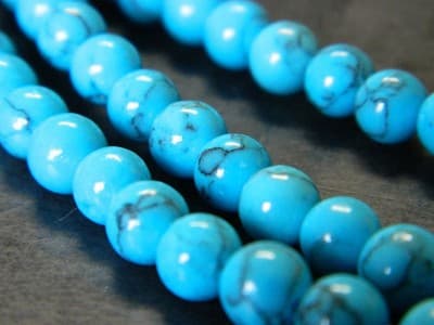 6MM Round Dark Turquoise Gemstone Beads - Turquoise Beads - Gemstone Round - Thumbnail 5