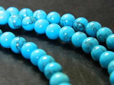 6MM Round Dark Turquoise Gemstone Beads - Turquoise Beads - Gemstone Round - Thumbnail 8