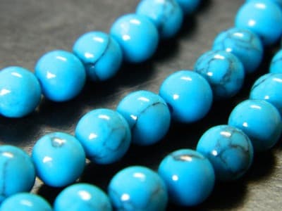 6MM Round Dark Turquoise Gemstone Beads - Turquoise Beads - Gemstone Round - Thumbnail 4