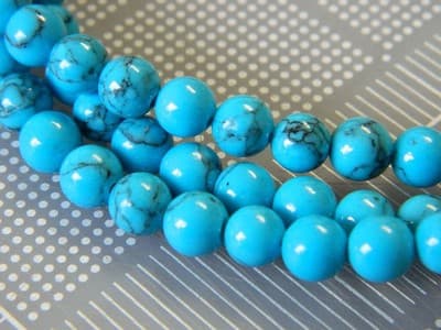 6MM Round Dark Turquoise Gemstone Beads - Turquoise Beads - Gemstone Round - Thumbnail 6