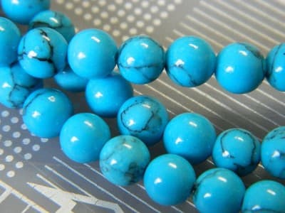 6MM Round Dark Turquoise Gemstone Beads - Turquoise Beads - Gemstone Round - Thumbnail 9