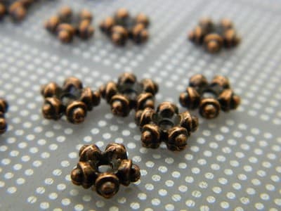 7.5MM Red Copper Colored Flat Tibetan Style Jewelry Supply Spacer Beads - Metal - Image 1