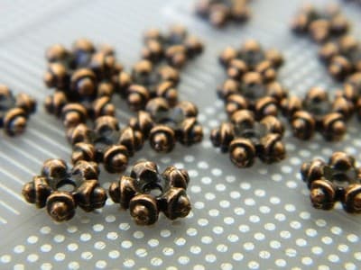 7.5MM Red Copper Colored Flat Tibetan Style Jewelry Supply Spacer Beads - Metal - Thumbnail 5