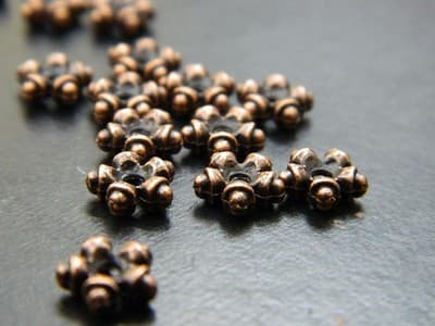 7.5MM Red Copper Colored Flat Tibetan Style Jewelry Supply Spacer Beads - Metal - Thumbnail 4