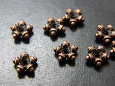 7.5MM Red Copper Colored Flat Tibetan Style Jewelry Supply Spacer Beads - Metal - Thumbnail 6