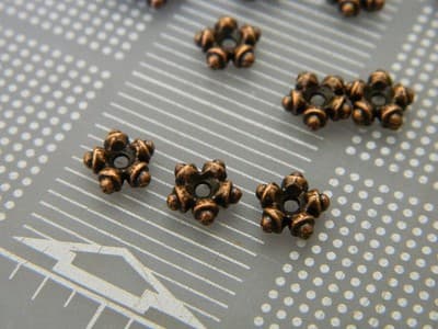 7.5MM Red Copper Colored Flat Tibetan Style Jewelry Supply Spacer Beads - Metal - Thumbnail 7