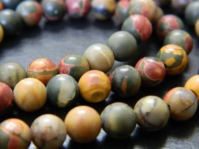 6MM Smooth Round Picasso Stone Jasper Beads -30 Beads Per Order - Image 1