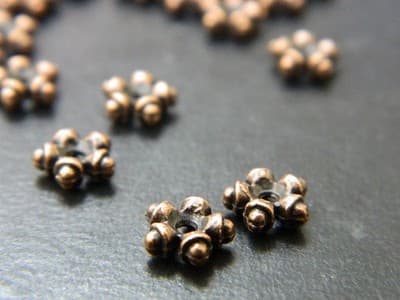 7.5MM Red Copper Colored Flat Tibetan Style Jewelry Supply Spacer Beads - Metal - Thumbnail 2