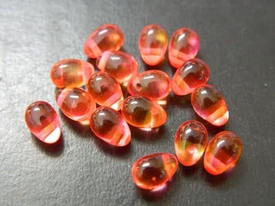 7MM Pink & Yellow Resin Drop Beads - Pink And Yellow Two Toned Resin Drop - Thumbnail 6