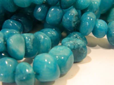 7-10MM Hawaiian Blue Candy Jade Gemstone Pebble Beads - Pebble Nugget Rich - Thumbnail 3