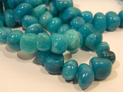 7-10MM Hawaiian Blue Candy Jade Gemstone Pebble Beads - Pebble Nugget Rich - Thumbnail 6