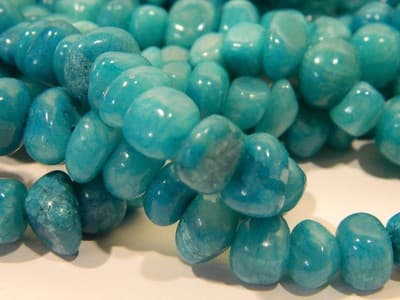 7-10MM Hawaiian Blue Candy Jade Gemstone Pebble Beads - Pebble Nugget Rich - Thumbnail 4