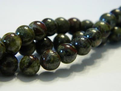 6MM Round Gemstone Dragon Blood Jasper Beads - Green & Red Jasper Gemstone - Thumbnail 2