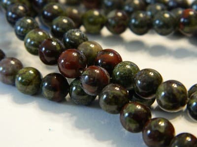 6MM Round Gemstone Dragon Blood Jasper Beads - Green & Red Jasper Gemstone - Thumbnail 4