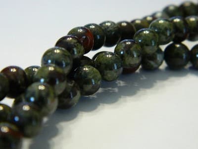 6MM Round Gemstone Dragon Blood Jasper Beads - Green & Red Jasper Gemstone - Thumbnail 3