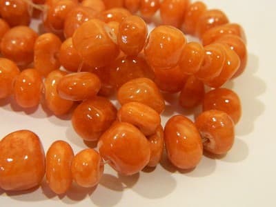 7-10MM Indian Red Candy Jade Gemstone Pebble Beads - Pebble Nugget Rich Color - Image 1