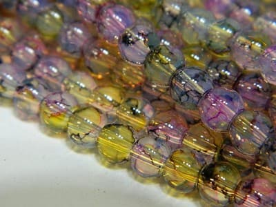 6MM Yellow, Blue & Pink Opalite Glass Beads - Round - Thumbnail 4
