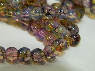 6MM Yellow, Blue & Pink Opalite Glass Beads - Round - Thumbnail 5