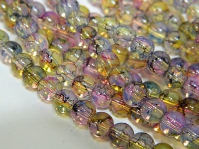 6MM Yellow, Blue & Pink Opalite Glass Beads - Round - Thumbnail 7