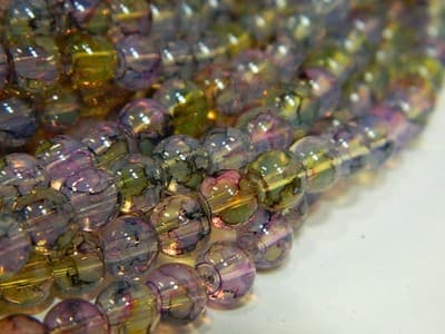 6MM Yellow, Blue & Pink Opalite Glass Beads - Round - Thumbnail 8