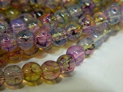 6MM Yellow, Blue & Pink Opalite Glass Beads - Round - Thumbnail 9