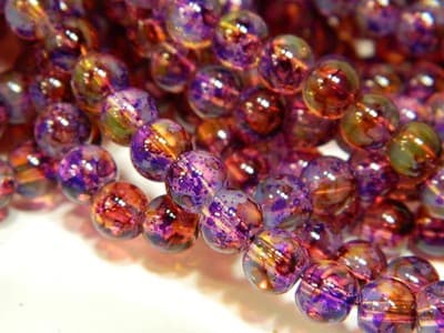 6MM Purple & Yellow Opalite Glass Beads - Round Glass - Image 1