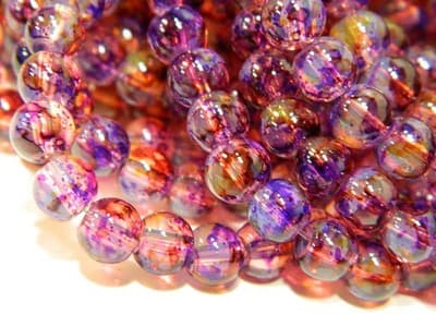 6MM Purple & Yellow Opalite Glass Beads - Round Glass - Thumbnail 8