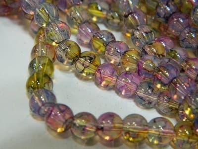 6MM Yellow, Blue & Pink Opalite Glass Beads - Round - Thumbnail 10