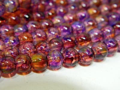 6MM Purple & Yellow Opalite Glass Beads - Round Glass - Thumbnail 4