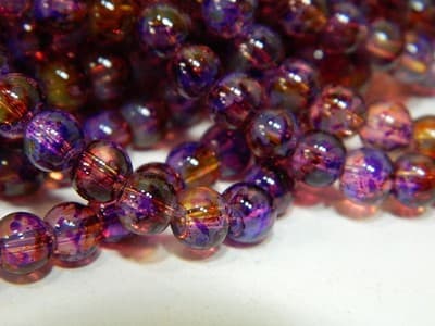 6MM Purple & Yellow Opalite Glass Beads - Round Glass - Thumbnail 7
