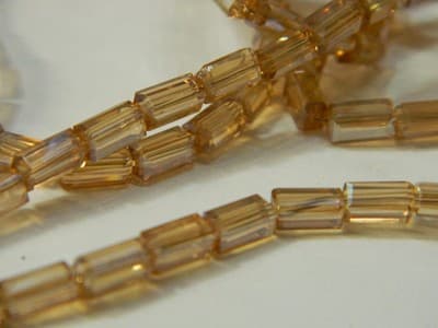 7MM Goldenrod Full Pearl Luster Faceted Rectangular Glass Beads - Golden Glass - Image 1