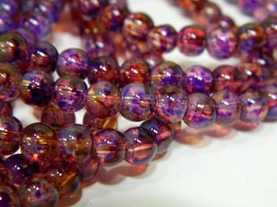 6MM Purple & Yellow Opalite Glass Beads - Round Glass - Thumbnail 3